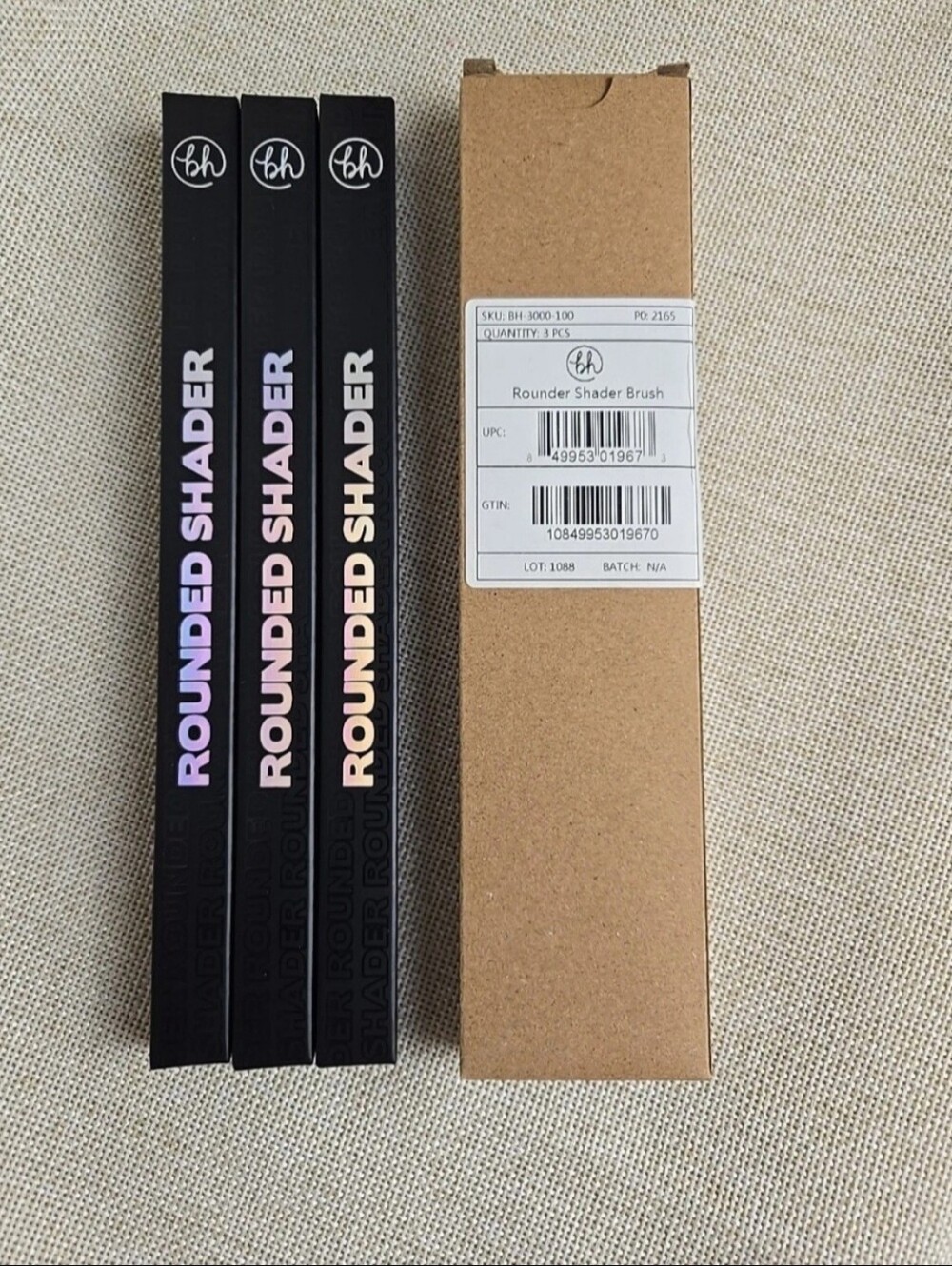 3 Pc BH Cosmetics Rounded Shader Brush Makeup Eyeshadow Brush Cut Crease NIB